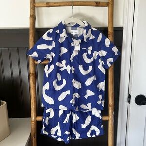 GAP Kids Blue and White Matching Line/Cotton Set
